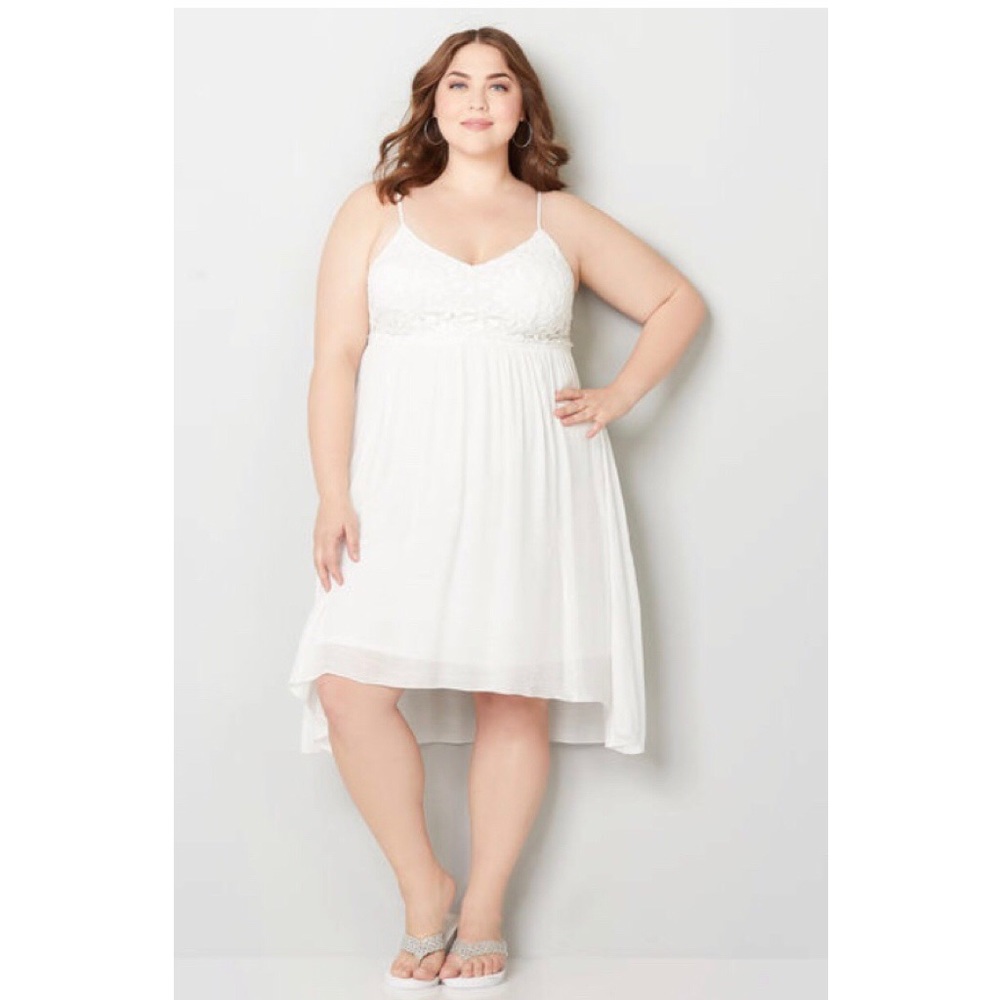 White floral crochet babydoll hi-lo dress 22/24